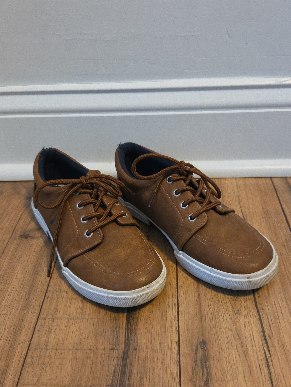 Nautica Boys Berrian Lace-Up Sneakers - Tan/Brown - Size 4